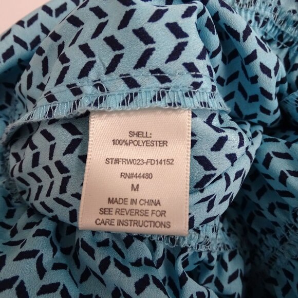 Love Fire Strapless Blue Patterned  Jumpsuit Women Size M Elastic Waist Pockets - Picture 7 of 12